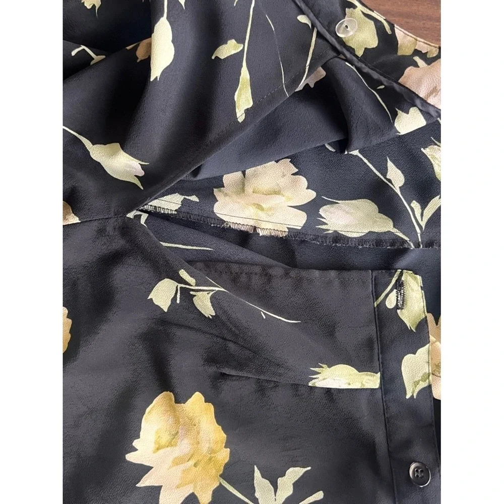 Vintage Cottagecore Savion Romantic Floral Midi Skirt Size 12 Dark‎ Academia